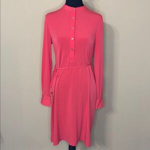 Calvin Klein Long Sleeve Coral Button Up Dress - Size 8